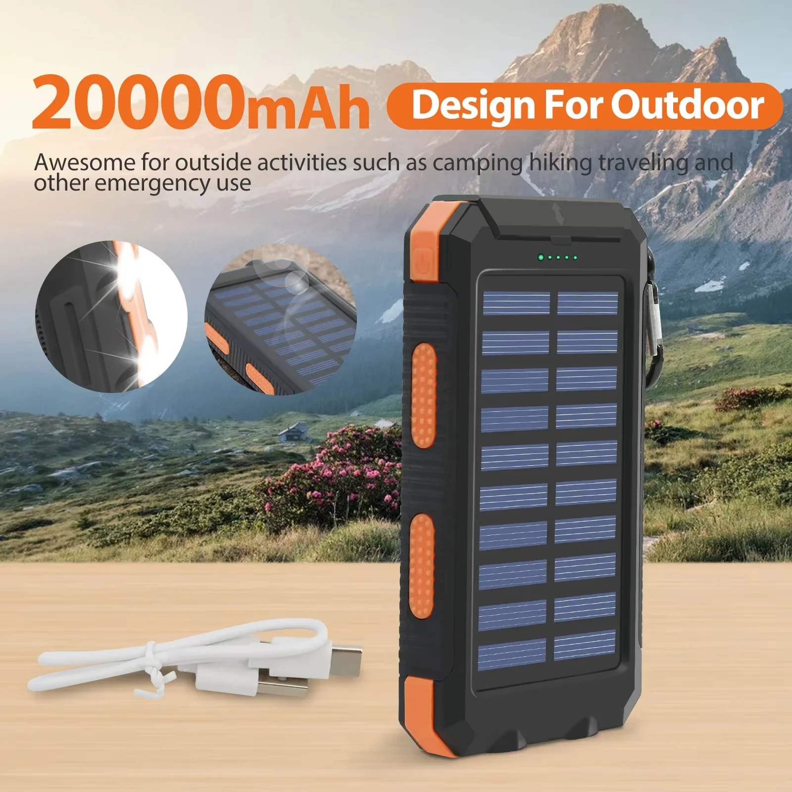 Bateria externa portátil com c - Solar Emergency Charger avaliação e preço